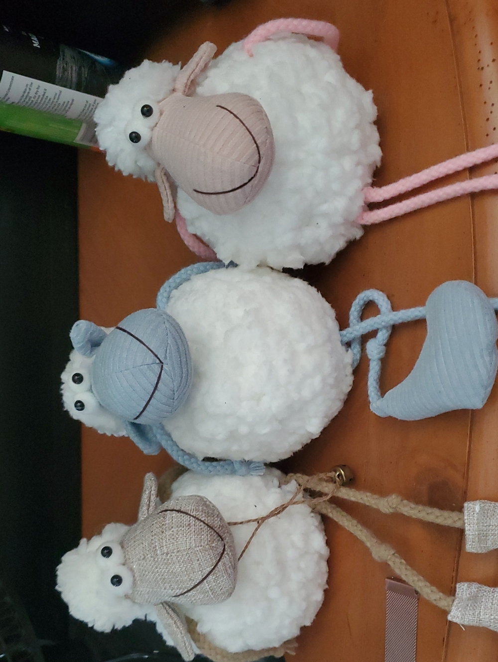 Plush Sheep Small Pet Toy - White with Pink, Blue, and Tan Accents